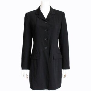 Tommy Hilfiger Jacket Long Blazer Black Wool Blend Vintage 90s Sz P